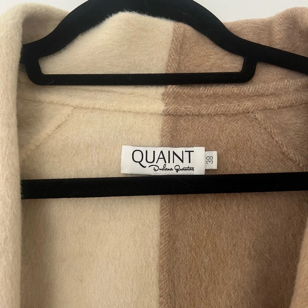 By Quaint French Contrast Tan and Cream Wool Coat - Picture 6 of 8